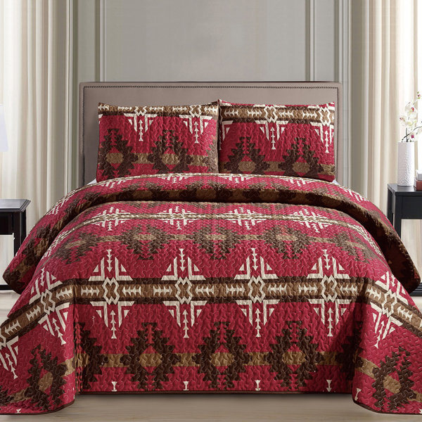 Foundry Select Barthelmess Burgundy Microfiber 3 Piece Coverlet